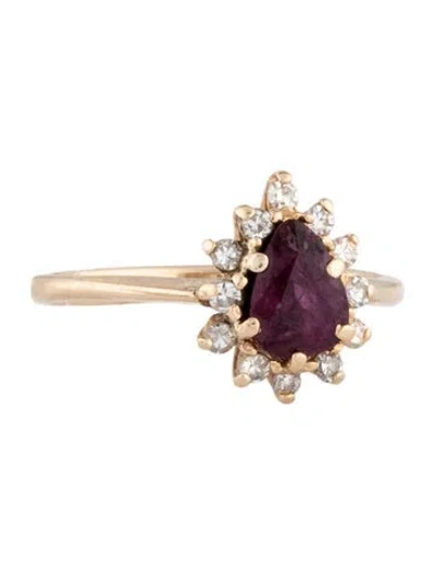 Pre-owned Ring 14k Ruby & Diamond Cocktail  In Multicolor