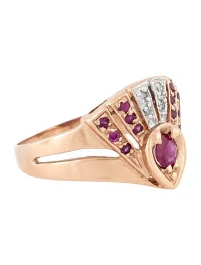 Pre-owned Ring 14k Ruby & Diamond Cocktail  In Multicolor