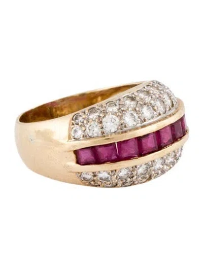 Pre-owned Ring 14k Ruby & Diamond Dome  In Multi