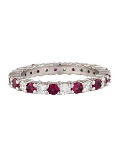 Pre-owned Ring 14k Ruby & Diamond Eternity Band In Multicolor