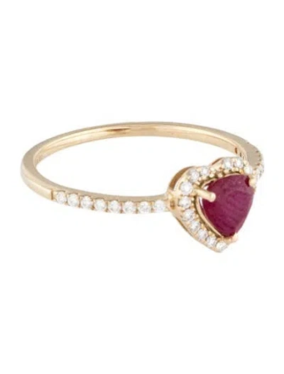 Pre-owned Ring 14k Ruby & Diamond Heart Cocktail  In Multicolor