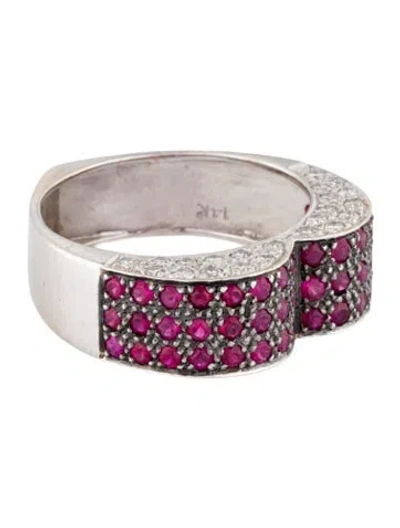 Pre-owned Ring 14k Ruby & Diamond Heart Shaped Band  In Multi