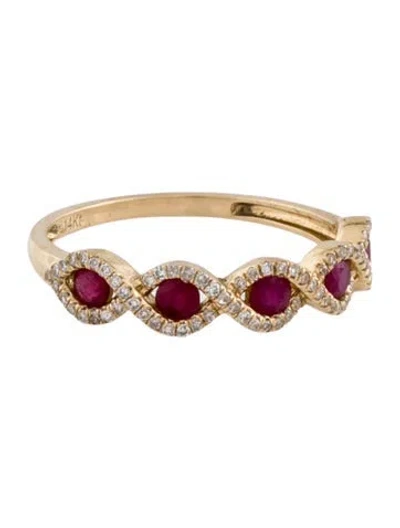 Pre-owned Ring 14k Ruby & Diamond Infinity Band In Multi