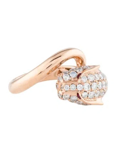 Pre-owned Ring 14k Ruby & Diamond Panther Cocktail  In Multi