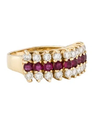 Pre-owned Ring 14k Ruby & Diamond Pointed  In Multi