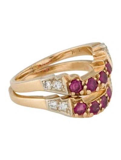 Pre-owned Ring 14k Ruby & Diamond  Set In Multi