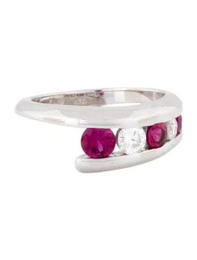Pre-owned Ring 14k Ruby & Diamond Rolling Band  In Multi