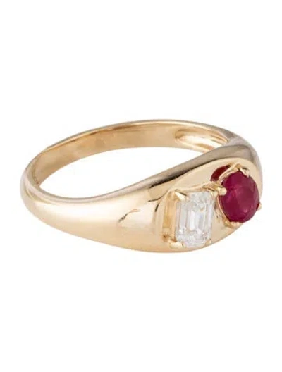 Pre-owned Ring 14k Ruby & Lab-grown Diamond Cocktail  In Multicolor