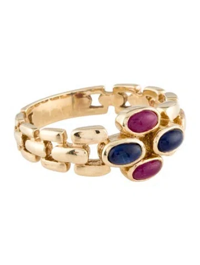 Pre-owned Ring 14k Ruby & Sapphire Linked Band In Multi