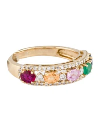 Pre-owned Ring 14k Ruby, Emerald, Sapphire & Diamond Band In Multi