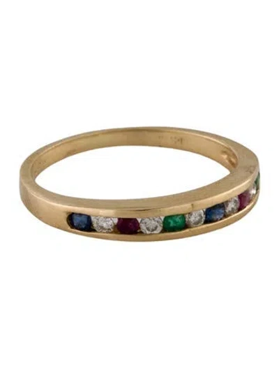 Pre-owned Ring 14k Ruby, Emerald, Sapphire & Diamond Band In Multi