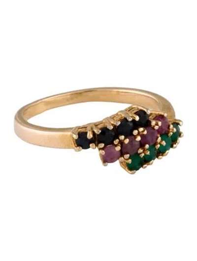 Pre-owned Ring 14k Ruby, Sapphire, & Chalcedony Band In Multi