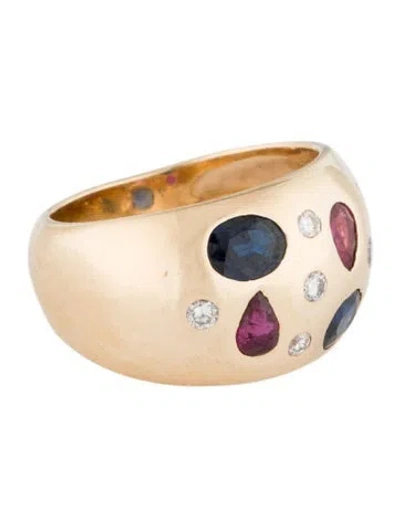 Pre-owned Ring 14k Ruby, Sapphire & Diamond Band In Multi