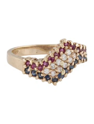 Pre-owned Ring 14k Ruby, Sapphire & Diamond  In Multi