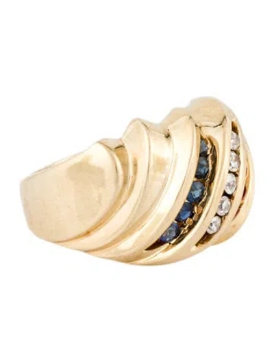 Pre-owned Ring 14k Ruby, Sapphire & Diamond Wide Band In Multi