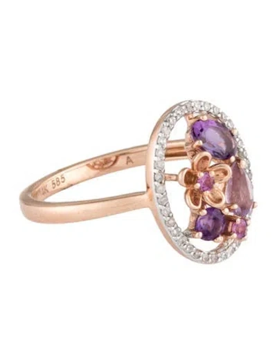 Pre-owned Ring 14k Sapphire, Amethyst & Diamond  In Multicolor