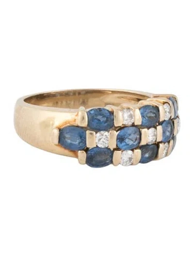 Pre-owned Ring 14k Sapphire & Diamond Alternating Band In Multicolor
