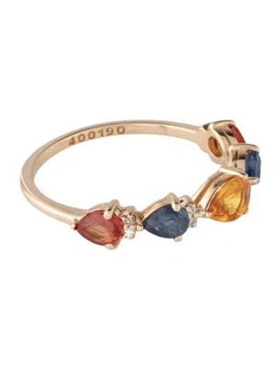 Pre-owned Ring 14k Sapphire & Diamond Band In Multicolor