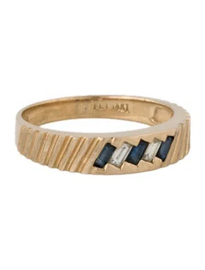 Pre-owned Ring 14k Sapphire & Diamond Band  In Multi