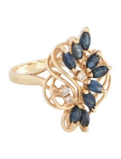 Pre-owned Ring 14k Sapphire & Diamond Cluster  In Multi