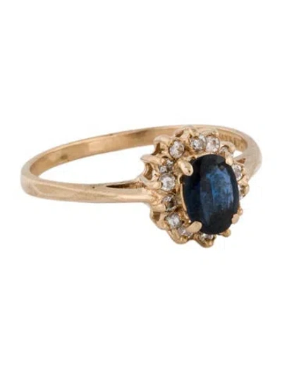 Pre-owned Ring 14k Sapphire & Diamond Cocktail  In Multi
