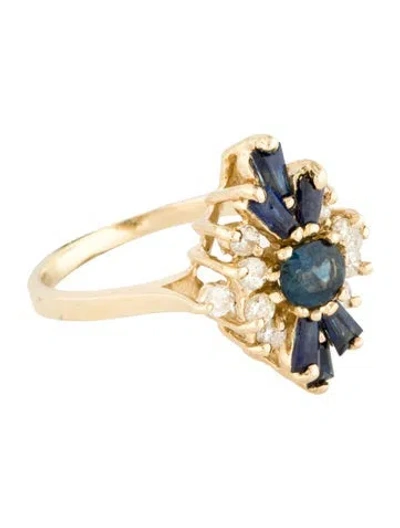 Pre-owned Ring 14k Sapphire & Diamond Cocktail  In Multi