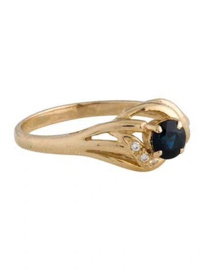 Pre-owned Ring 14k Sapphire & Diamond Cocktail  In Multi