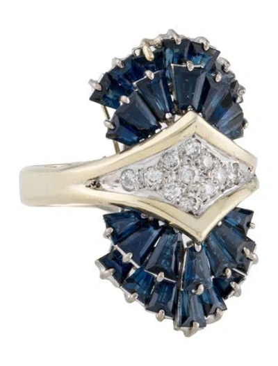 Pre-owned Ring 14k Sapphire & Diamond Cocktail  In Multi