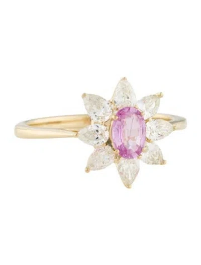 Pre-owned Ring 14k Sapphire & Diamond Cocktail  In Multi