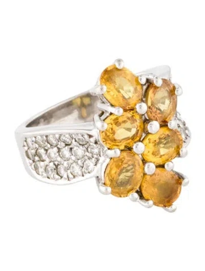 Pre-owned Ring 14k Sapphire & Diamond Cocktail  In Multi