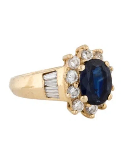 Pre-owned Ring 14k Sapphire & Diamond Cocktail  In Multi