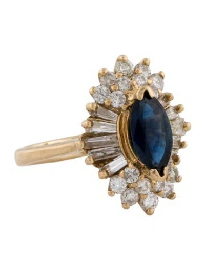 Pre-owned Ring 14k Sapphire & Diamond Cocktail  In Multi