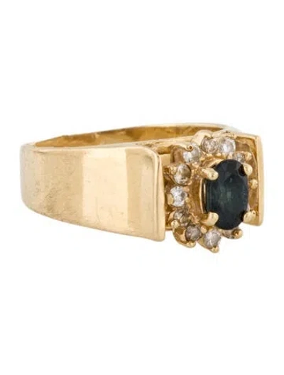Pre-owned Ring 14k Sapphire & Diamond Cocktail  In Multi