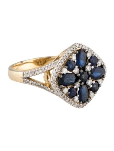Pre-owned Ring 14k Sapphire & Diamond Cocktail  In Multi
