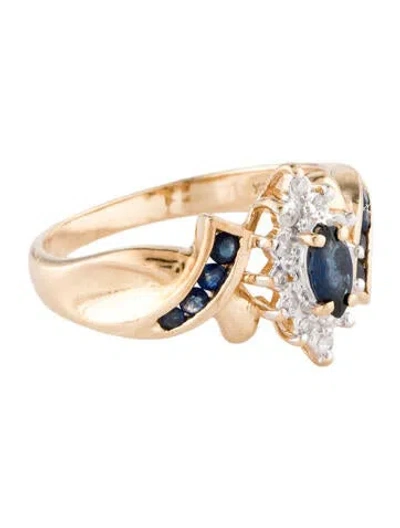 Pre-owned Ring 14k Sapphire & Diamond Cocktail  In Multi