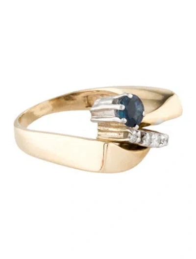 Pre-owned Ring 14k Sapphire & Diamond Cocktail  In Multi