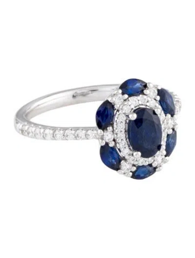 Pre-owned Ring 14k Sapphire & Diamond Cocktail  In Multi