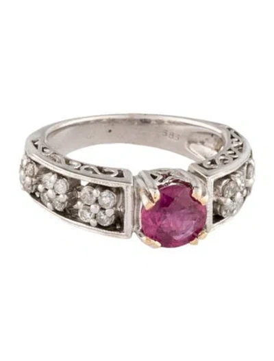 Pre-owned Ring 14k Sapphire & Diamond Cocktail  In Multi