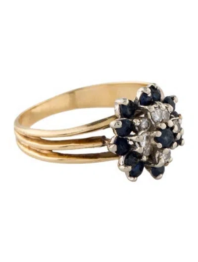 Pre-owned Ring 14k Sapphire & Diamond Cocktail  In Multi
