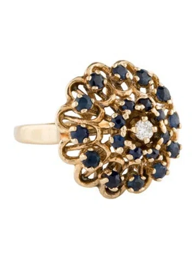 Pre-owned Ring 14k Sapphire & Diamond Cocktail  In Multi