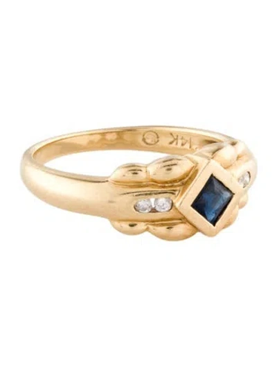 Pre-owned Ring 14k Sapphire & Diamond Cocktail  In Multi