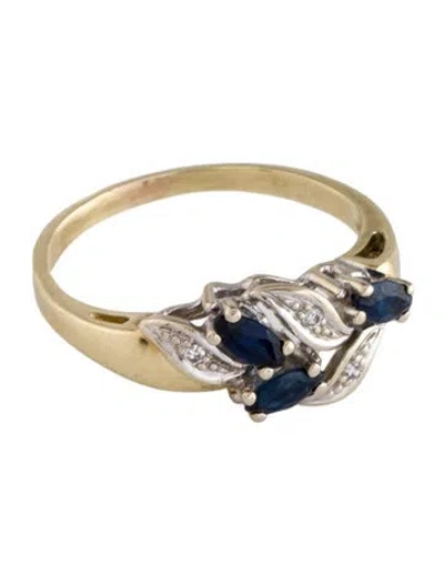 Pre-owned Ring 14k Sapphire & Diamond Cocktail  In Multi