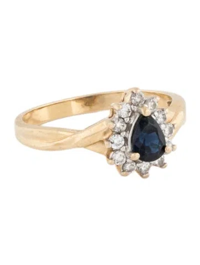 Pre-owned Ring 14k Sapphire & Diamond Cocktail  In Multi