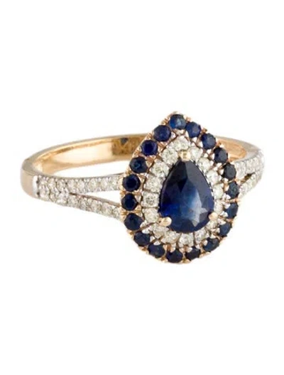 Pre-owned Ring 14k Sapphire & Diamond Cocktail  In Multicolor