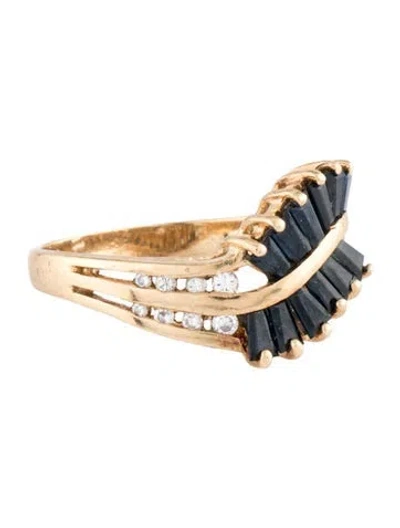 Pre-owned Ring 14k Sapphire & Diamond Cocktail  In Multicolor
