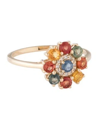 Pre-owned Ring 14k Sapphire & Diamond Cocktail  In Multicolor