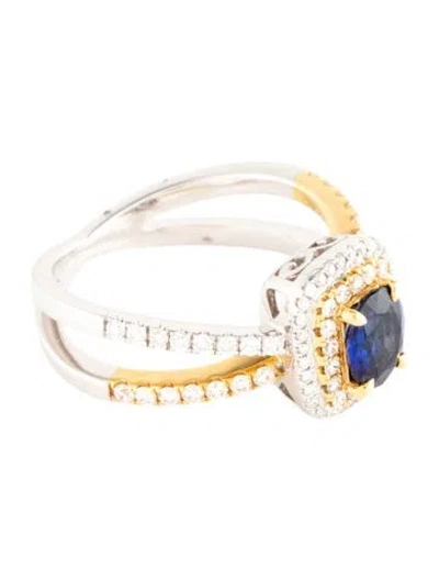 Pre-owned Ring 14k Sapphire & Diamond Cocktail  In Multicolor