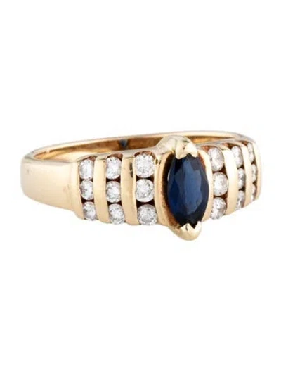 Pre-owned Ring 14k Sapphire & Diamond Cocktail  In Multicolor