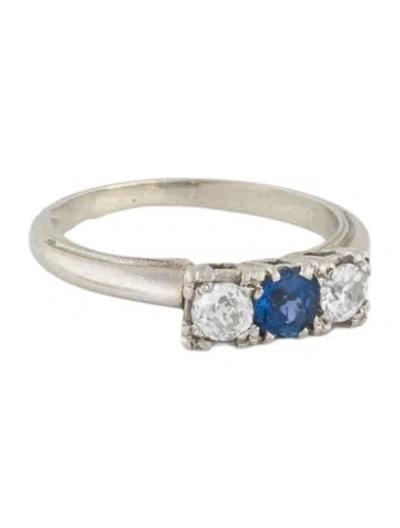 Pre-owned Ring 14k Sapphire & Diamond Coronet  In Multi