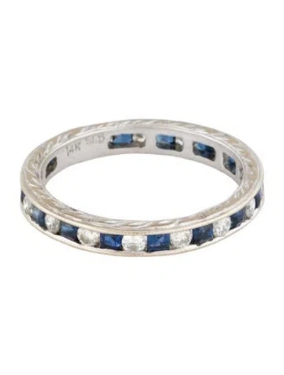 Pre-owned Ring 14k Sapphire & Diamond Eternity Band  In Multi